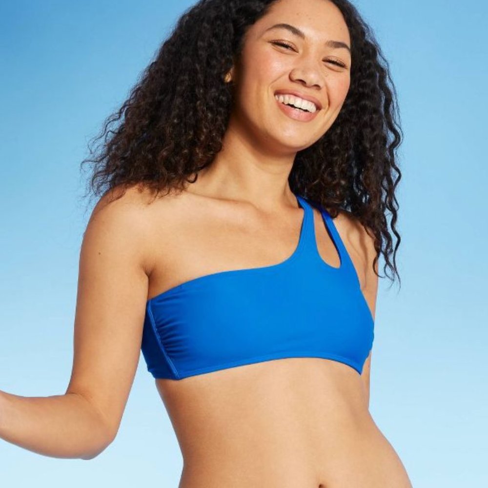NWT One Shoulder Blue Bikini Top - S